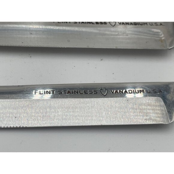 Vintage Flint Stainless Steel Steak Knife Set With Wood Block Holder - Picture 6 of 6